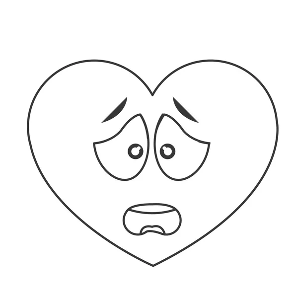 Coração preocupado ícone cartoon — Vetor de Stock