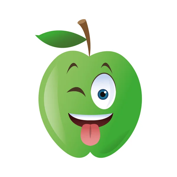 Guiño lengua fuera icono de dibujos animados de manzana — Archivo Imágenes Vectoriales