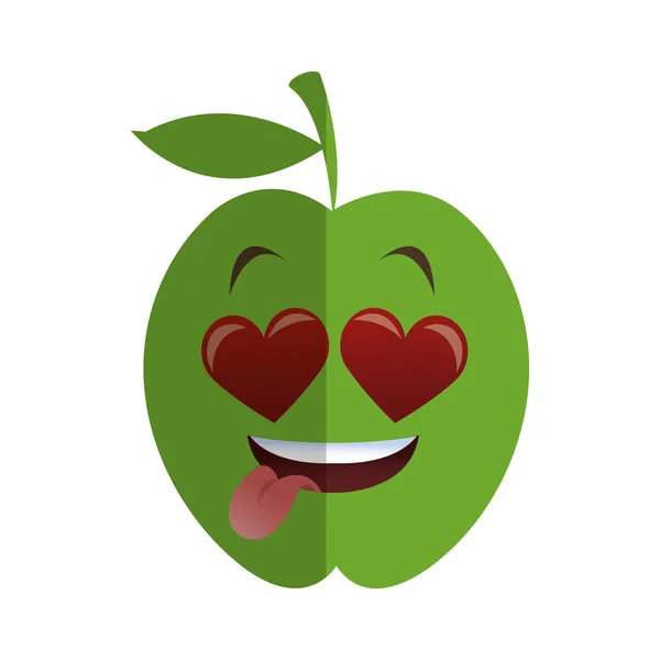 Coração olhos maçã desenho animado ícone — Vetor de Stock