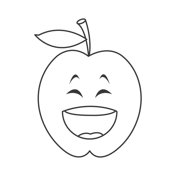 Icono de dibujos animados manzana riendo — Vector de stock