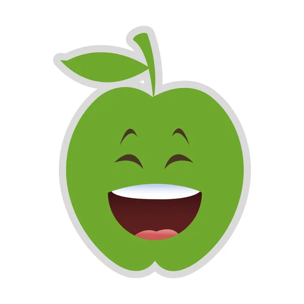 Icono de dibujos animados manzana riendo — Vector de stock