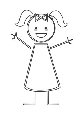 pigtails simgesi sopa rakam ile mutlu kız