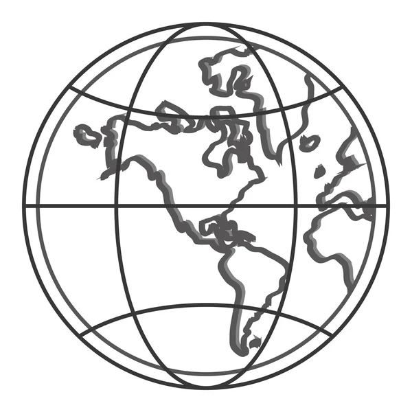 Globo terrestre com latitudes e meridianos ícone —  Vetores de Stock