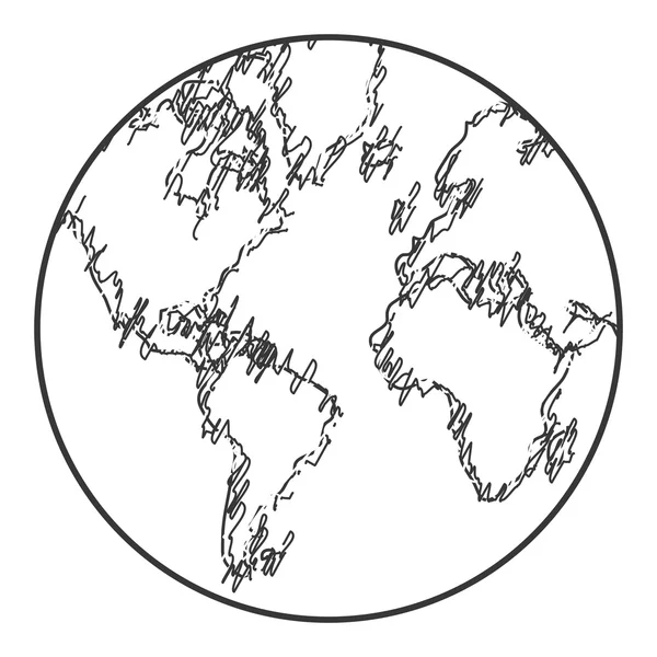 Εικονίδιο στυλ σκίτσο κόσμο γης — Διανυσματικό Αρχείο