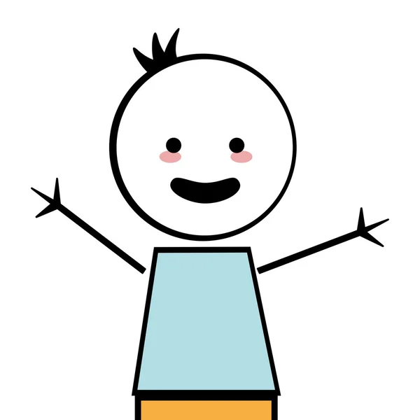 Niño feliz con brazos abiertos icono palo figura — Archivo Imágenes Vectoriales