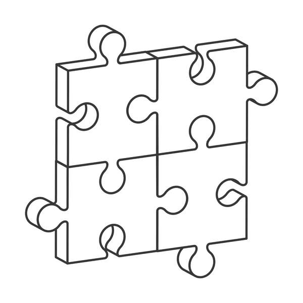 Cuadrado en cuatro piezas del rompecabezas icono — Vector de stock