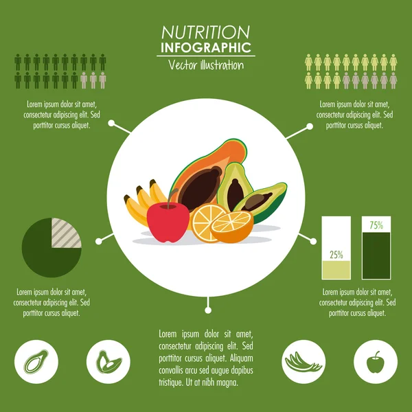 Icono de infografía. Diseño nutricional. Gráfico vectorial — Vector de stock