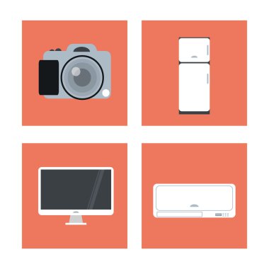 çerçeveler üzerinde simge ayarlanır. Teknoloji ve Internet tasarımı. Vektör gra