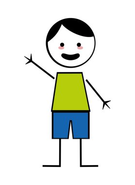 Kollarını açarak simgesi sopa rakam ile mutlu çocuk