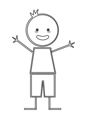 Kollarını açarak simgesi sopa rakam ile mutlu çocuk