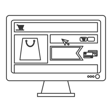 Web sitesinde ekran simgesini alışveriş ile bilgisayar monitörü