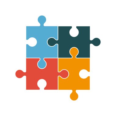 dört bulmaca parçaları simgesinde kare