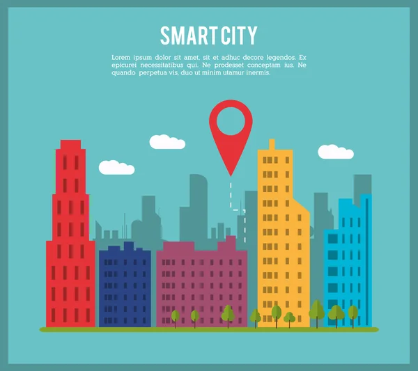 Inteligentní město a ikona GPS. Technologie a design pro Internet. Vektorové — Stockový vektor