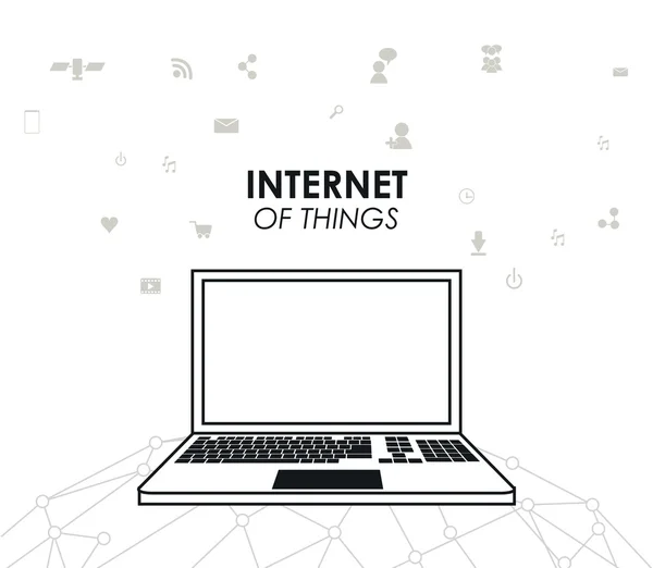 Icono del ordenador portátil. Diseño de Internet de las cosas. Gráfico vectorial — Vector de stock