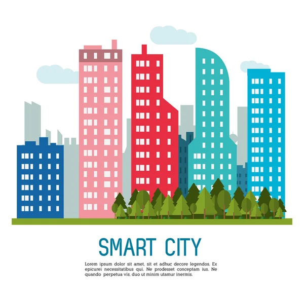 Smart City Ikone. Technologie und Internetdesign. Vektorgrafik — Stockvektor