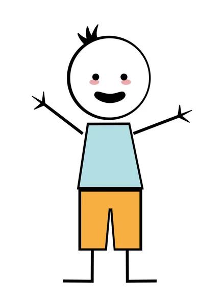 Happy boy with open arms icon stick figure — Stock Vector
