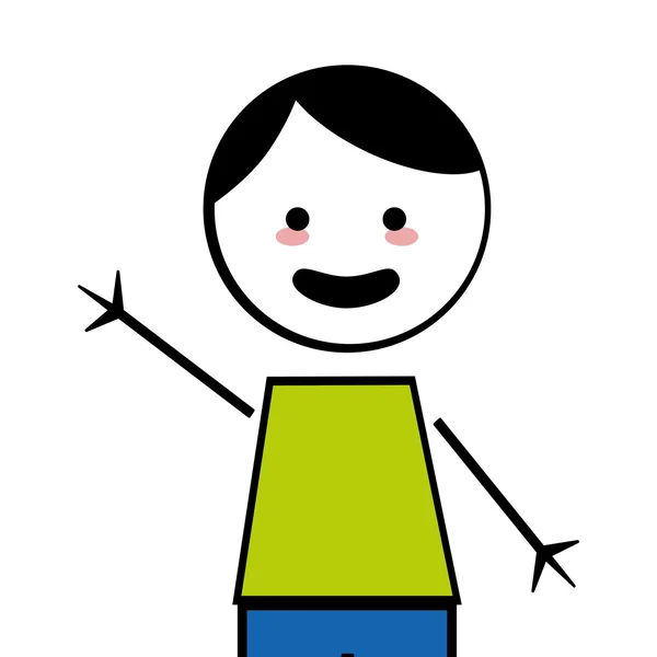 Niño feliz con brazos abiertos icono palo figura — Archivo Imágenes Vectoriales
