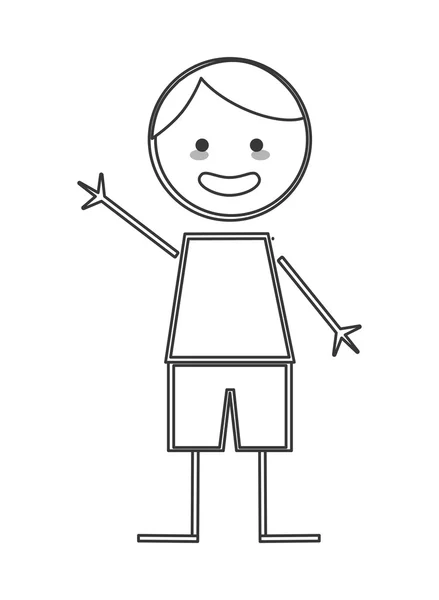 Garçon heureux avec des bras ouverts icône bâton figure — Image vectorielle