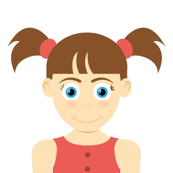 Chica feliz con coletas icono — Vector de stock