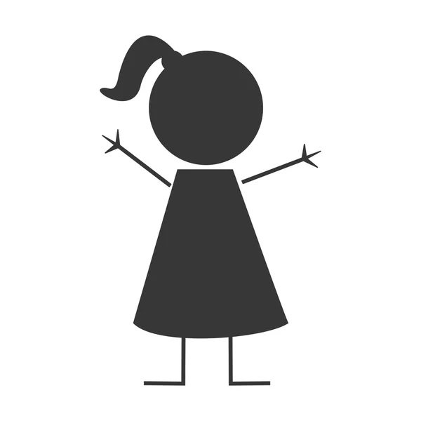 Gelukkig meisje pictogram stok figuur — Stockvector