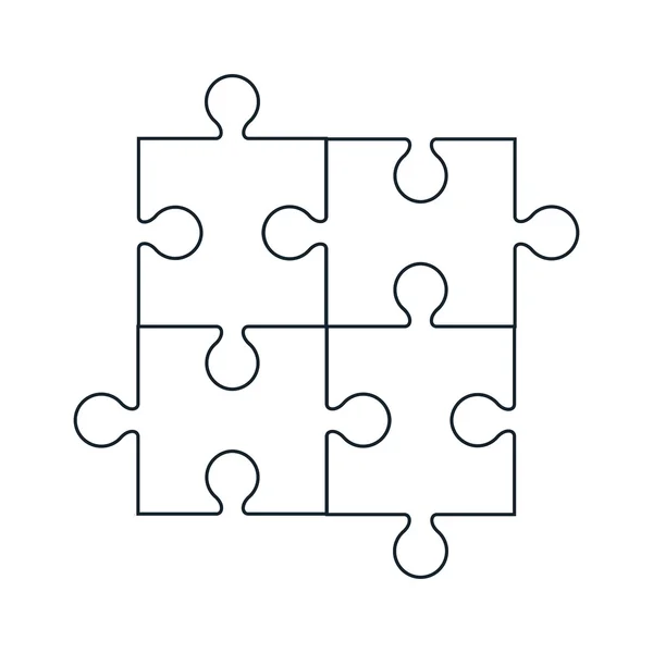 Quadrado em quatro peças de quebra-cabeça ícone —  Vetores de Stock