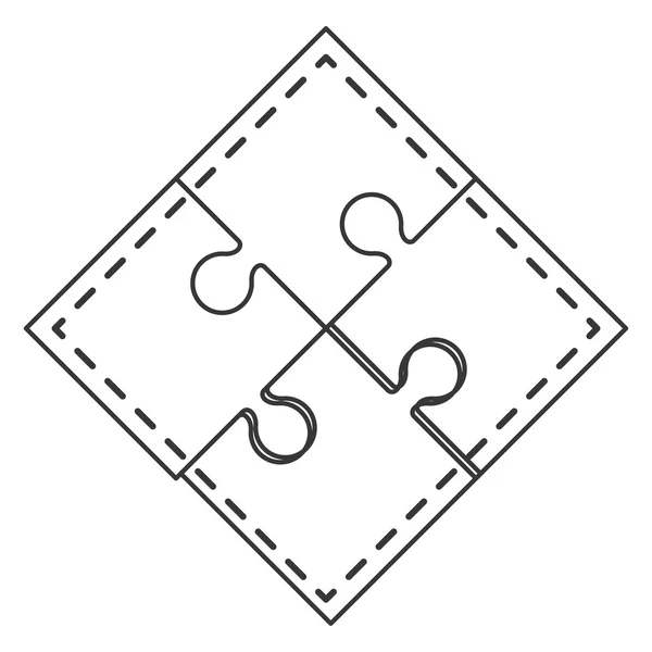 Quadrat in vier Puzzleteilen — Stockvektor