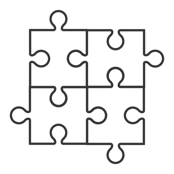 4 개의 퍼즐 조각 아이콘 광장 — 스톡 벡터