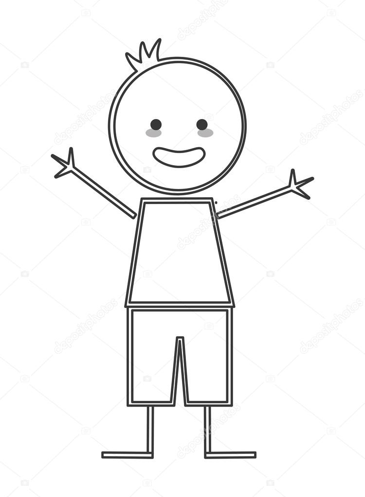 Download Happy boy with open arms icon stick figure — Stock Vector ...