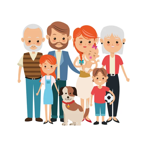 Großeltern, Eltern und Kinder. Familiendesign. Vektorgraph — Stockvektor