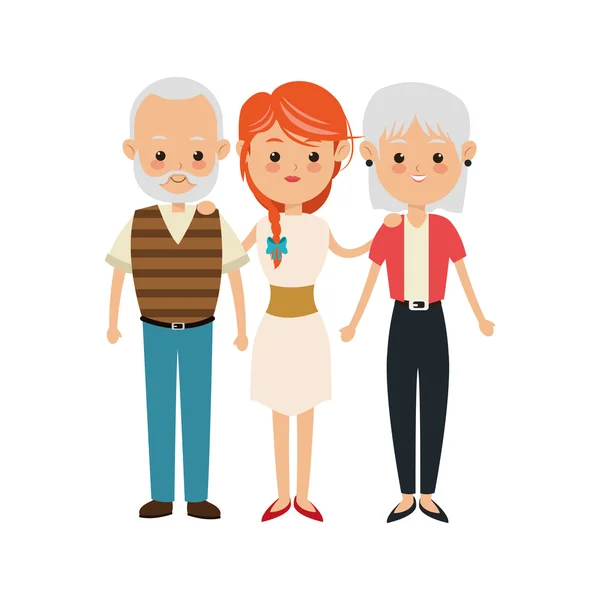 Büyükanne ve büyükbaba ve dougther simgesi. Aile tasarımı. Vektör grafiği — Stok Vektör