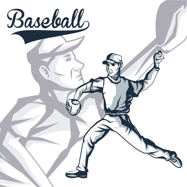 Basebollspelare. Sport design. Vektorgrafik — Stock vektor