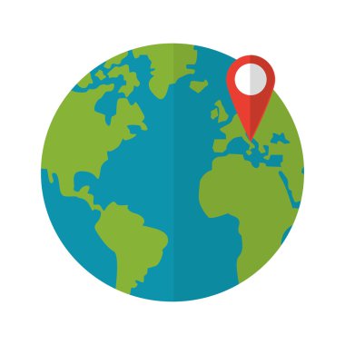 Dünya küre gps PIN simgesiyle