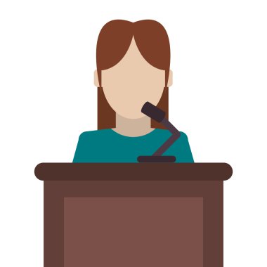 stand simgesine bilen bir kadın