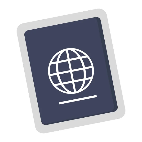 Διαβατήριο με γη διάγραμμα εικονίδιο — Διανυσματικό Αρχείο