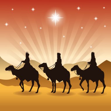 deve ler üzerinde üç bilge adam simgesi. Vektör grafiği