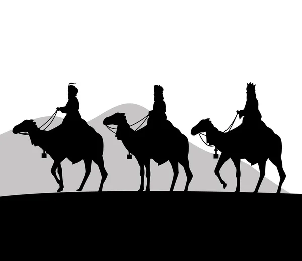 Três sábios no ícone dos camelos. Gráfico vetorial — Vetor de Stock
