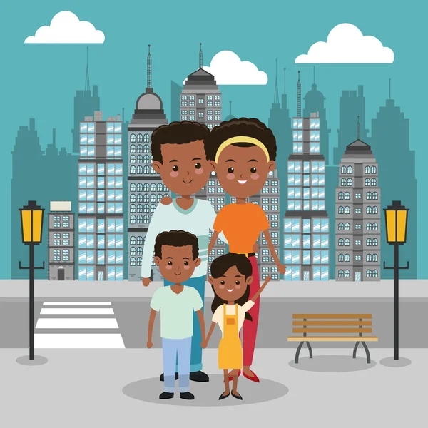 父母和孩子图标。家庭设计。城市景观 — 图库矢量图片
