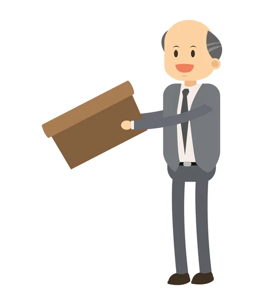 Ícone feliz caixa holdign homem de negócios — Vetor de Stock