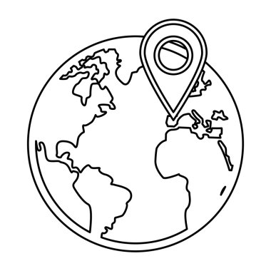 Dünya küre gps PIN simgesiyle