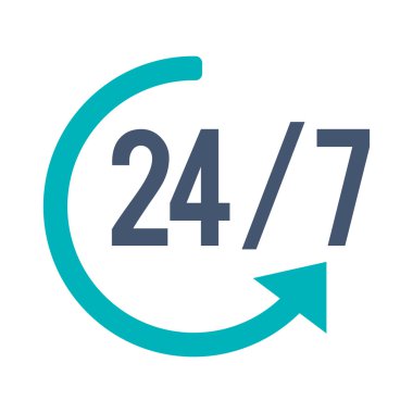 24 Saat 7 gün bir hafta simgesi