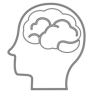 baş profil witn beyin simgesi