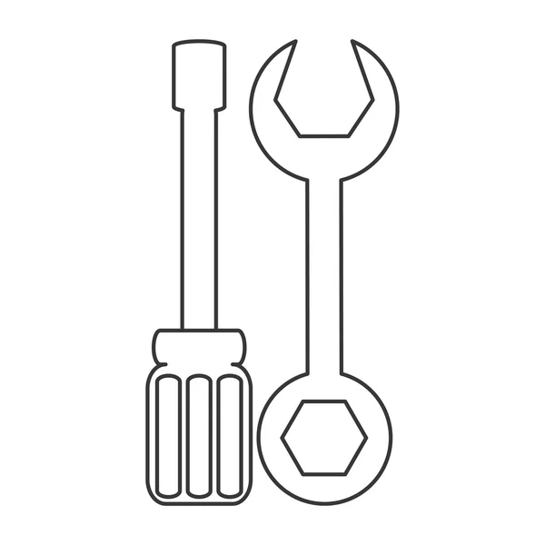 Destornillador e icono de llave inglesa — Vector de stock