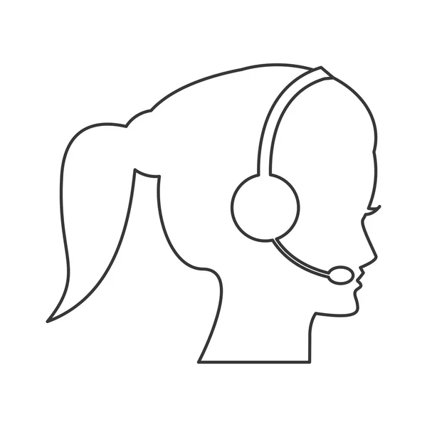 Kvinnliga person med headset-ikonen — Stock vektor