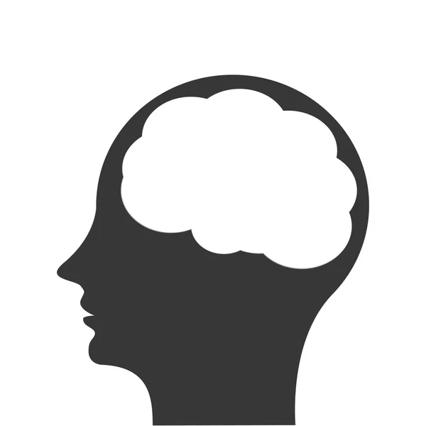 Head profile witn brain icon — Stock Vector