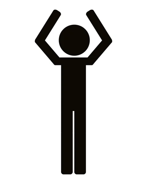 Persona con brazos arriba icono de pictograma — Vector de stock