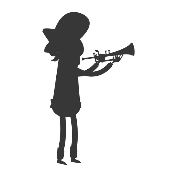 Mariachi musicien icône silhouette — Image vectorielle