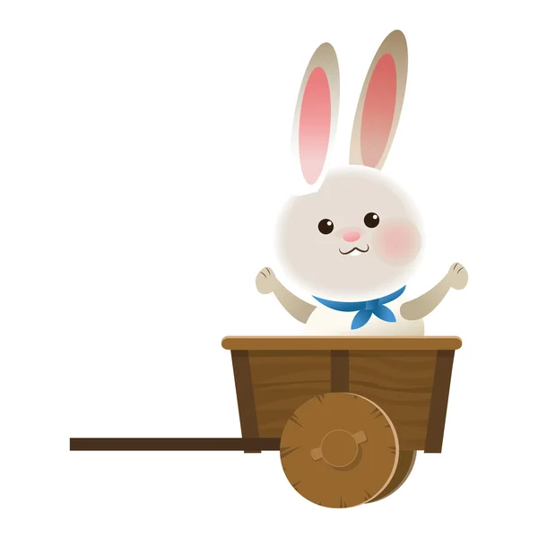 兔卡通在马车图标 — 图库矢量图片