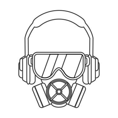 gaz maskesi koruma gözlük ve yalıtım kulaklık simgesi
