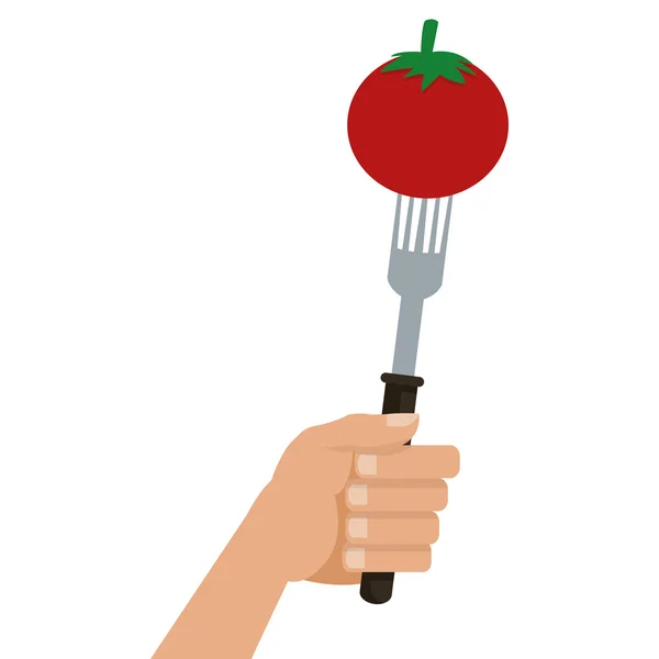 Tomato on fork icon — Stock Vector
