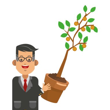 Filiz simgesi tutan işadamı